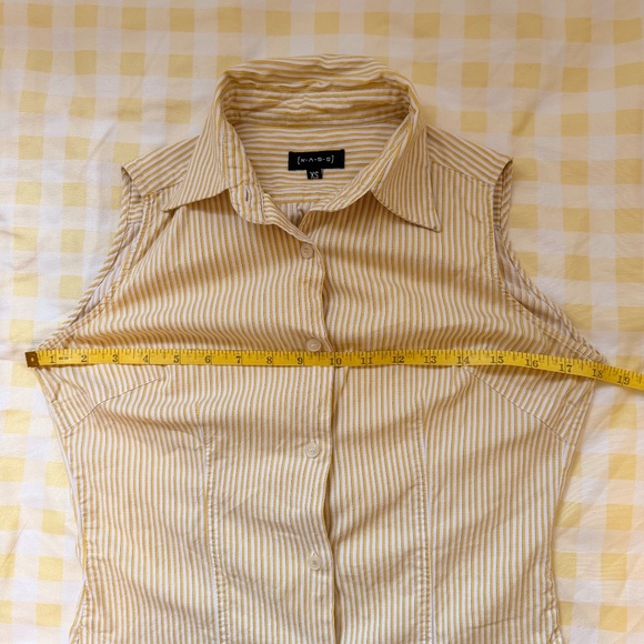 PINSTRIPE VINTAGE COLLARED BUTTON UP TOP - XS S - Picture 9 of 12